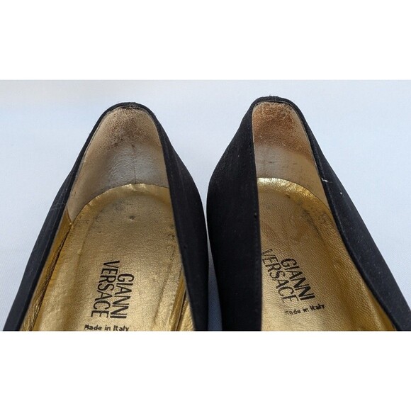 Gianni Versace Black Fabric Bow Pumps Made in Italy Women’s Size 38.5 Vintage - Picture 7 of 12
